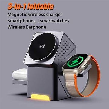 3-in-1 Magnetic Wireless Charger with Pop-Up Design – Fast Charging Dock