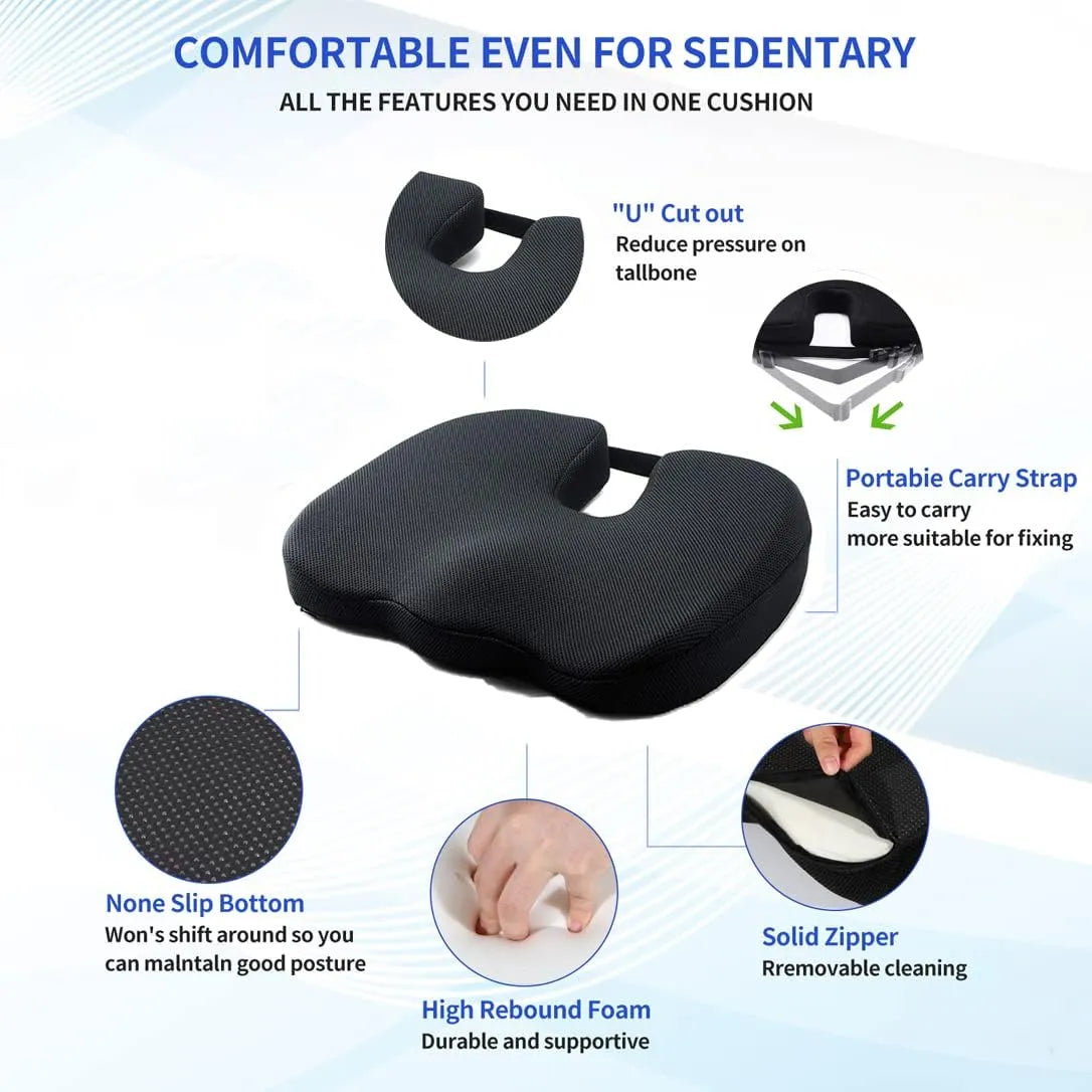 Ergonomic Car Seat Cushion – Comfortable Memory Foam Support Pad