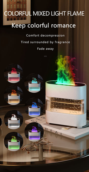 Rain Fire Aroma Diffuser – LED Flame Mist Humidifier with Aromatherapy