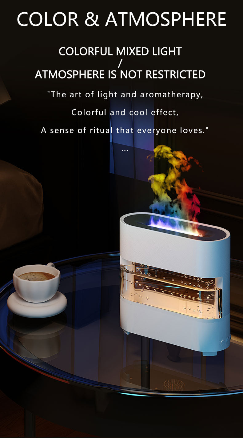 Rain Fire Aroma Diffuser – LED Flame Mist Humidifier with Aromatherapy